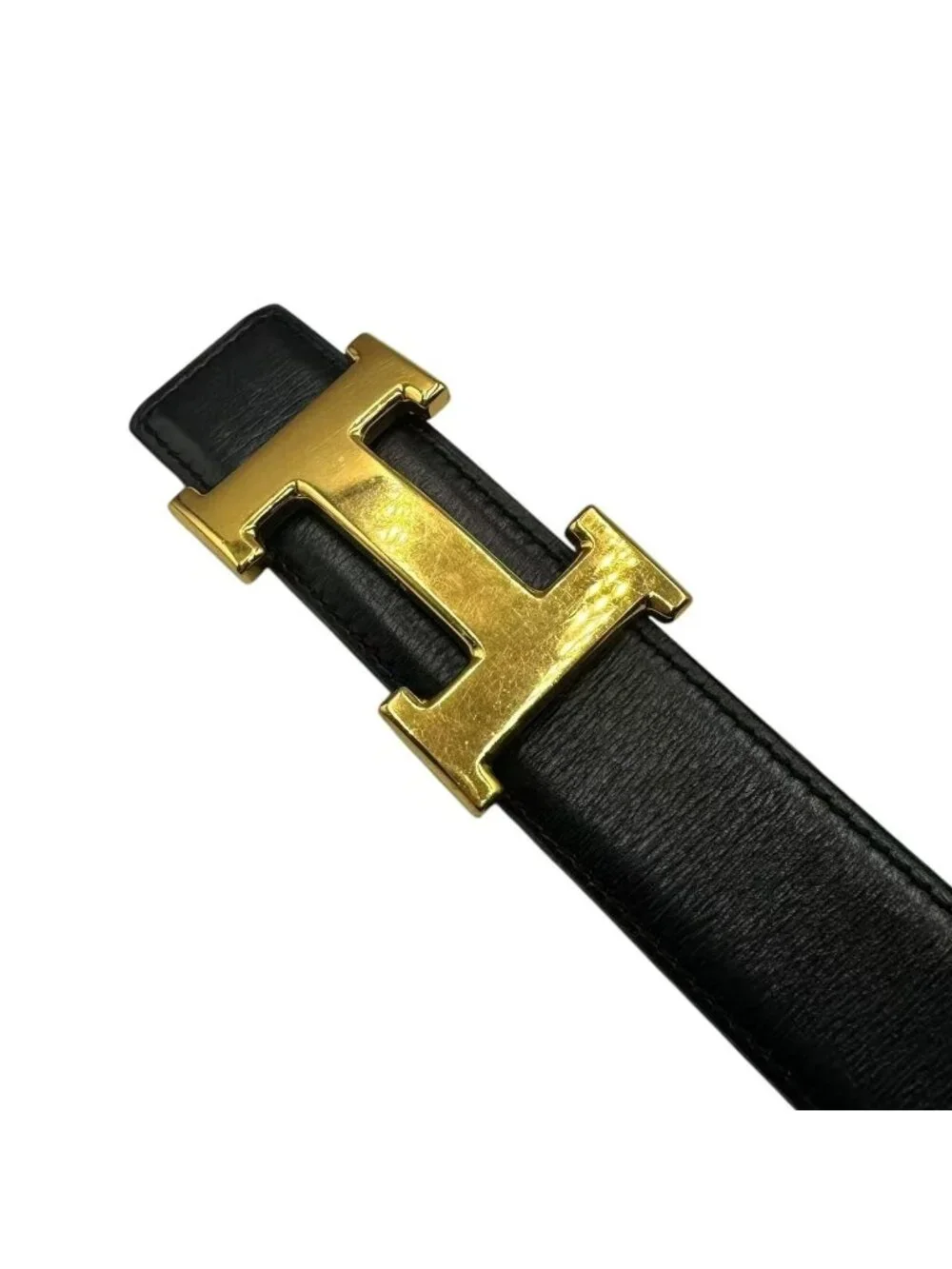Hermes Belt Leather Reversible Logo Black